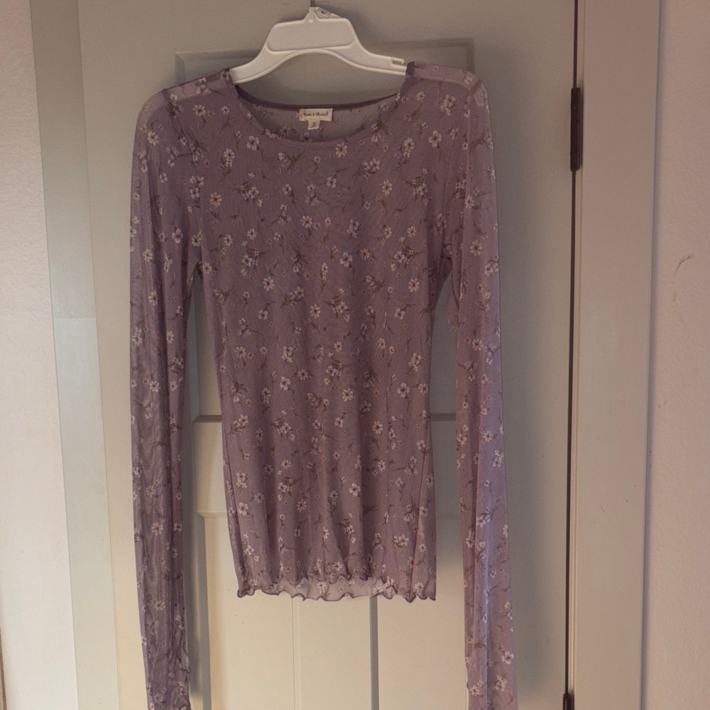 Hem & Thread Lavender Floral Long Sleeve Top
